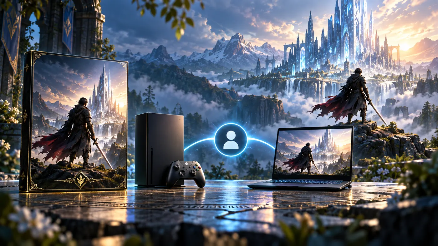Oyun kutusu, Xbox konsolu ve dizüstü bilgisayar tek bir hesap simgesiyle birbirine bağlı